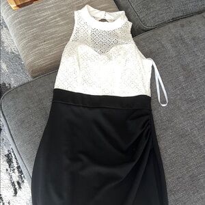 Elegant Black and White Lace Dress